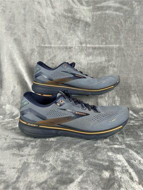 Brooks Ghost 15 Running Shoes Mens 13 in Slate Blue with Orange Accent